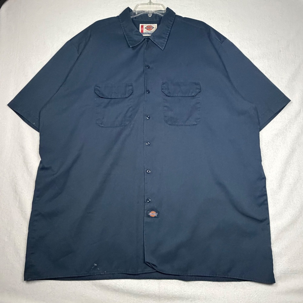 Dickies Mens 3XL Navy Blue Work Shirt Short Sleeve Button Down RN20697 Twill